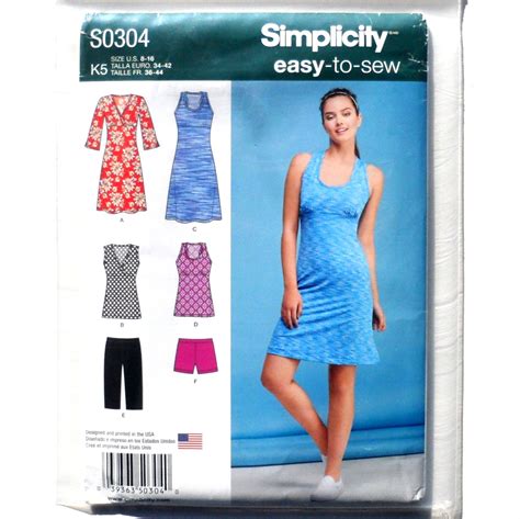 Misses Easy Knit Sport Dresses Tunics Shorts Simplicity Sewing Pattern