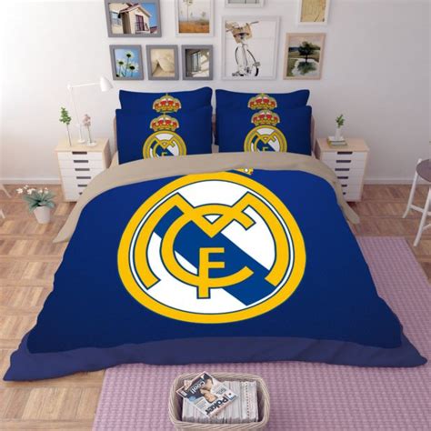 dream league soccer real madrid logo printed bedding set ebeddingsets