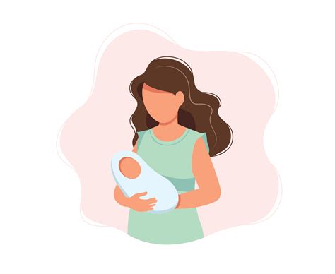 mujer  bebe recien nacido ilustracion vectorial concepto en estilo de dibujos animados lindo
