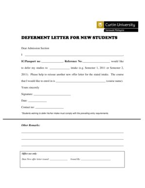 letter  deferment  semester fill  sign printable template