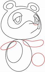Tom Nook Crossing Animal Drawing Step Draw Easy Tutorial sketch template