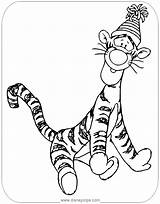 Tigger Coloring Pages Disneyclips Wearing Hat Party Funstuff sketch template