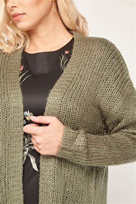 Loose Knitted Olive Cardigan Just 3
