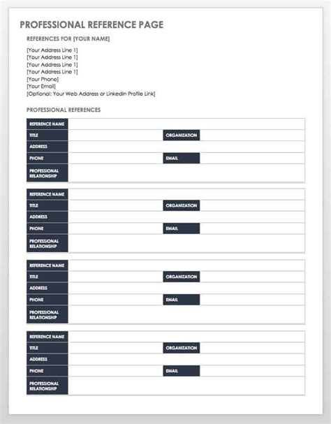 reference list templates smartsheet