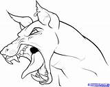 Dog Drawing Drawings Draw Dogs Easy Doberman Cool Growling Creepy Step Mean Animal Animals Angry Cliparts Head Reference Clipart Heads sketch template