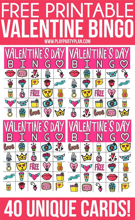 printable valentine bingo cards  kindergarten printable bingo cards