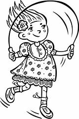 Rope Coloring Girl Jump Pages Skipping Jumping Clipart Children Heart sketch template