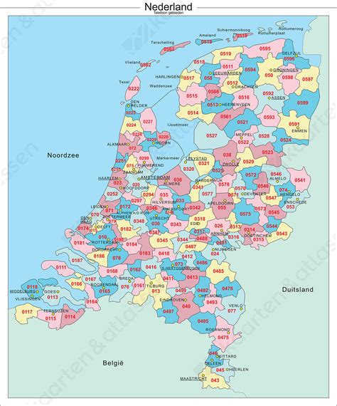 kaart nederland netnummer regios  kaarten en atlassennl