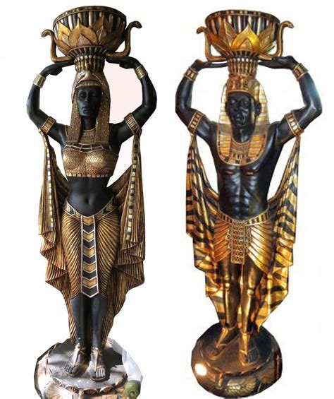 Pair Life Size Art Deco Egyptian Revival Pharaoh Statues