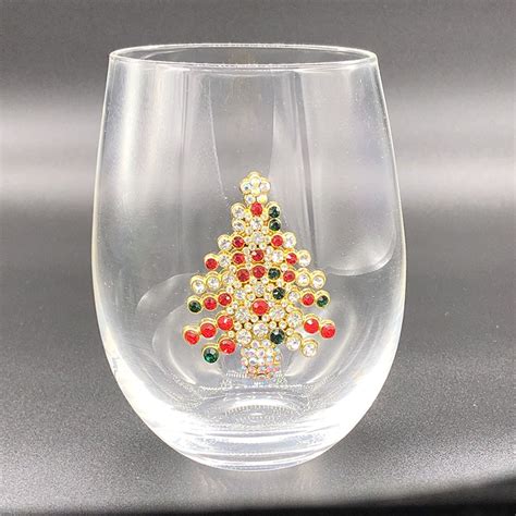 2019 new christmas tree stemless wine glass