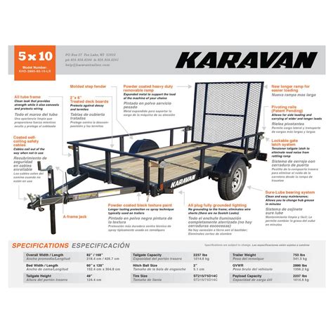 karavan  lb payload capacity trailer  tremes