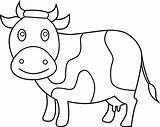 Cow Clip Coloring Cute Clipart Line Sweetclipart sketch template