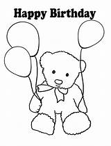 Coloring Birthday Pages Balloon Bear Teddy Balloons Happy Drawing Line Kids Getdrawings sketch template