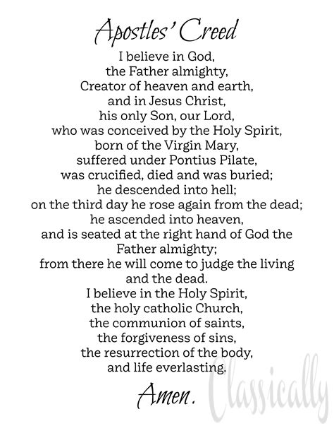 apostles creed prayer print instant  printable catholic etsy