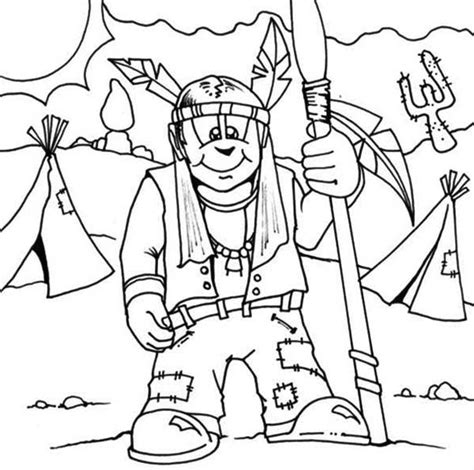 native american prepare  hunt  native american day coloring page