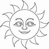 Sun Smiling Coloring Printable Face Color Print sketch template
