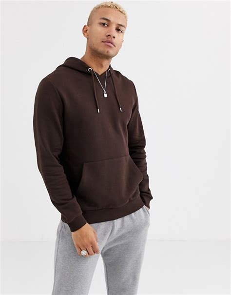 asos design hoodie  dark brown asos