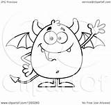Devil Clipart Waving Winged Illustration Cartoon Royalty Outline Lineart Vector Toon Hit sketch template