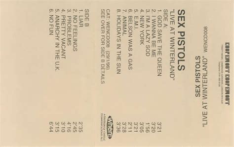 Sex Pistols Live At Winterland Cassette Discogs