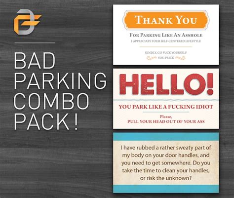 bad parking cards combo pack funny hilarious business