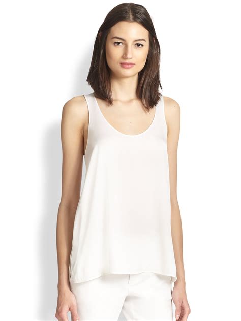 vince silk tank top in white lyst