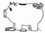 Bank Piggy Coloring Coin sketch template