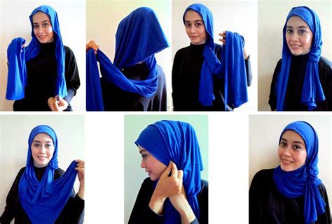 tutorial hijab pashmina kaos  cakep