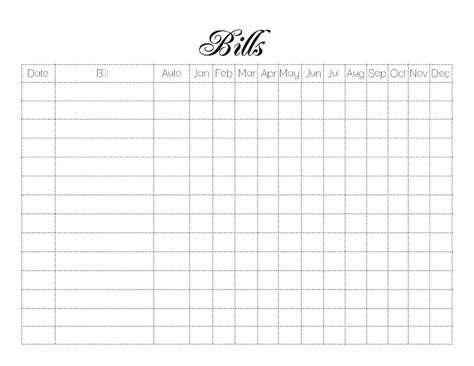 printable bill schedule monthly