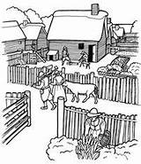 Coloring Pages Plantation Plimoth History Thanksgiving Credit Larger sketch template