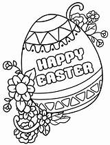 Easter Coloring Happy Printable Pages Egg Adults Kids Decorated sketch template