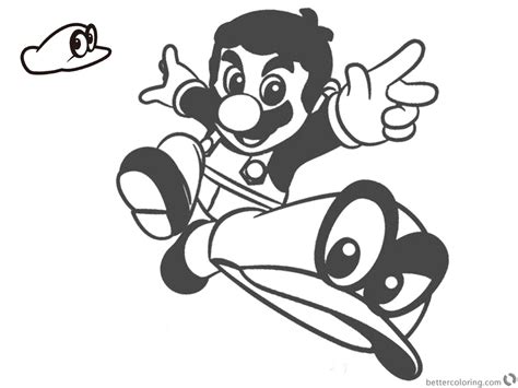 mario cappy pages coloring pages