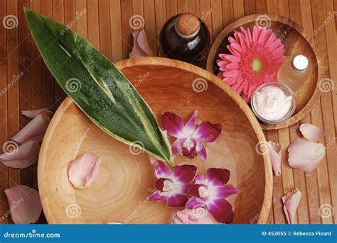 bamboo spa stock image image  herbal towel organic