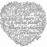Coloring Pages Mothers Heart Mother Mom Adults Adult Colouring Color Quote Quotes Sheets sketch template