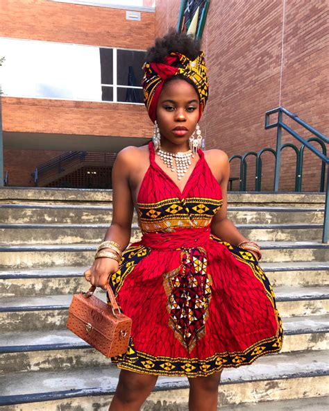 Afua Women’s African Print Short Infinity Dress Yellow Red Ankara