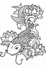 Koi Coloring Getcolorings Tattoos Fish sketch template