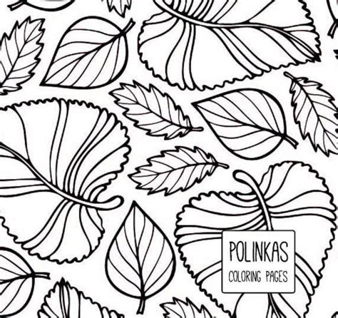 printable coloring page  adult autumn leaves etsy