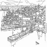 Coloring Pages Cities Library Clipart sketch template