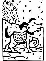 Winter Coloring Pages Animals Printable Dog Kids sketch template