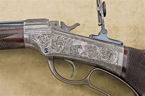 ballard model    hand target rifle finely ulrich style engraved  barrel   calibe