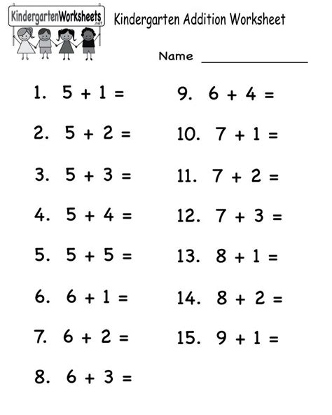 printable math addition worksheets  kindergarten web browse