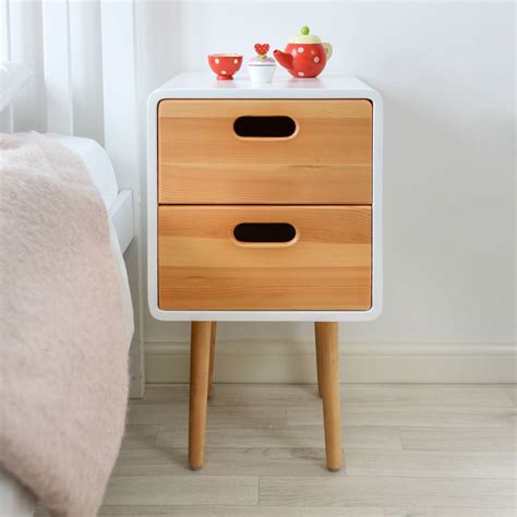 childrens solid wood bedside table  white finish