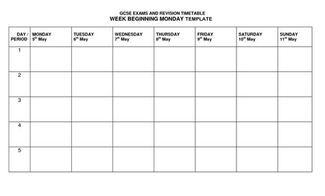 timetable template timetable template revision timetable template