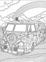 Coloring Pages Hippie Adult Vw Volkswagen Van Adults Cars Colouring Printable Vans Kombi Sheets Book Coloriage Books Print Minivan Peace sketch template