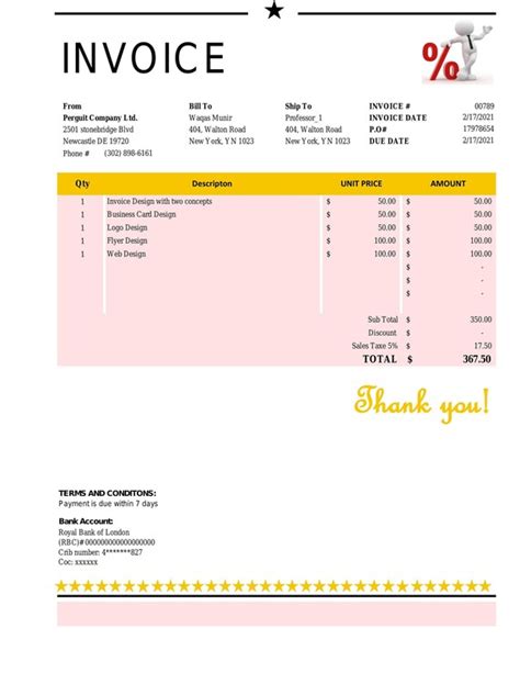 excel invoice template editable invoice receipt template etsy