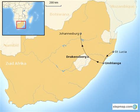 stepmap zuid afrika  drakensberg staproete landkarte fuer south africa