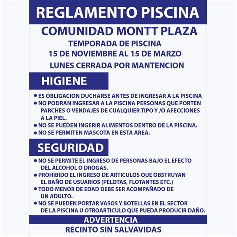 Reglamento De Piscina Personalizado Trovicel O Sintra 45×60 Cm