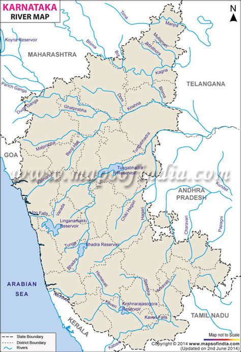 Karnataka River Map Karnataka Rivers