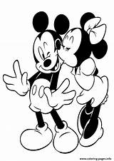 Mickey Coloring Kissing Minnie Disney Pages Printable sketch template