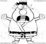 Karate Belt Clipart Cartoon Scared Chubby Man Coloring Thoman Cory Outlined Vector sketch template