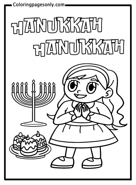 hanukkah girl praying coloring page  printable coloring pages